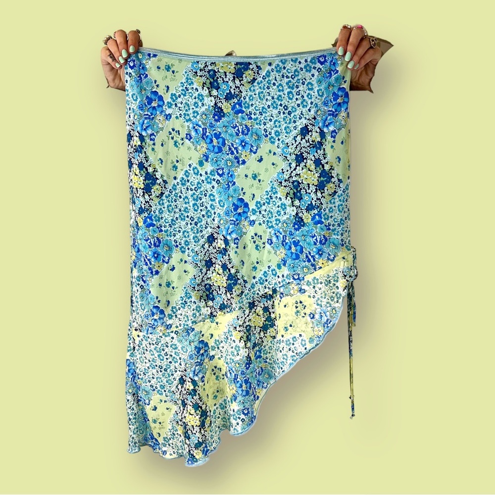 Vintage Hot Kiss Floral Y2K High-Low Skirt